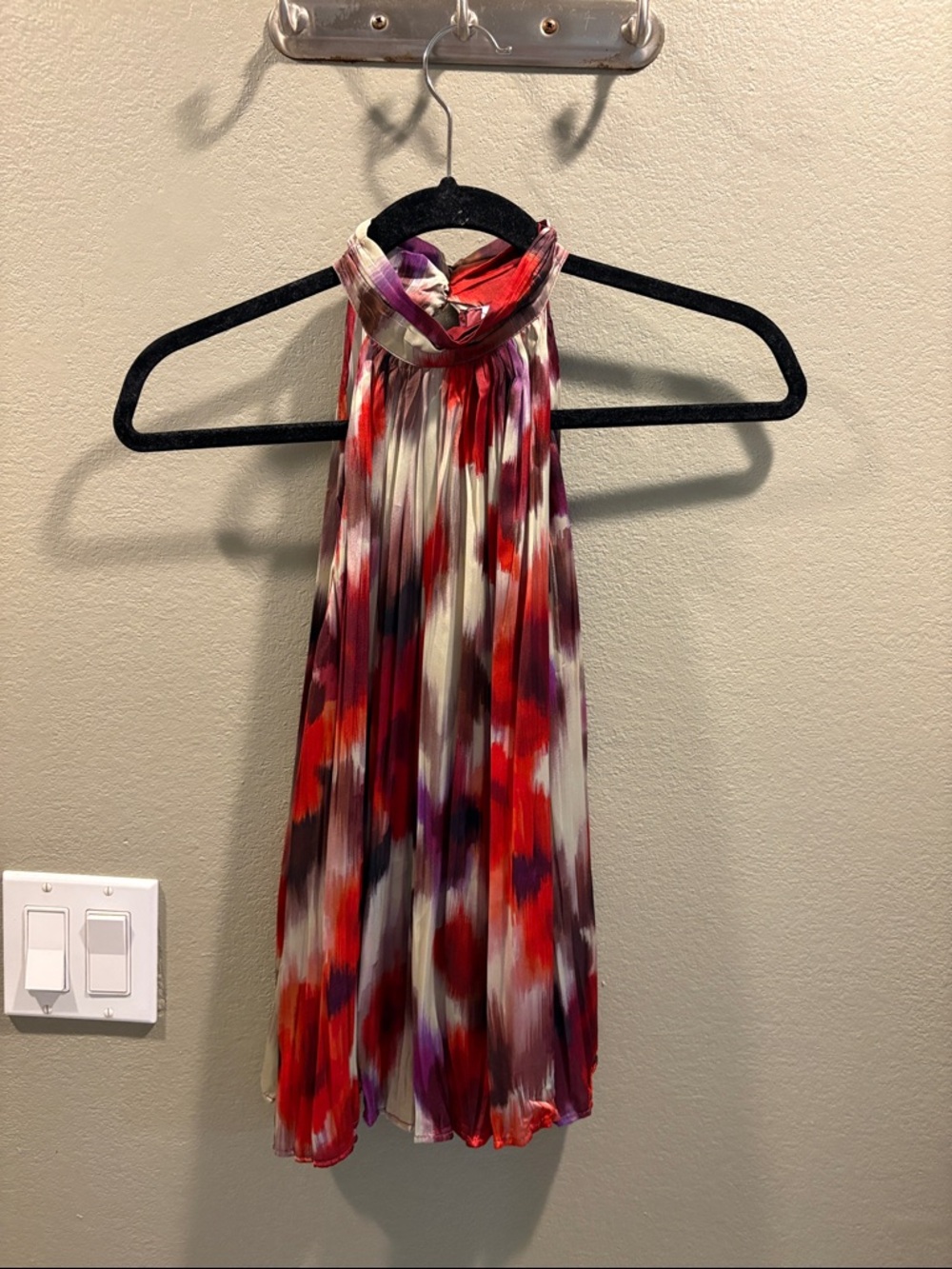 Mango Red, Purple & White Pleated Maxi Skirt